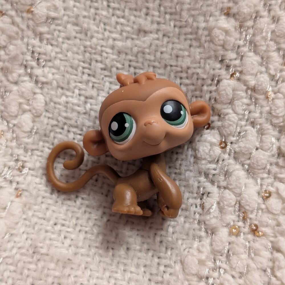 LPS littlest pet shop #57 monkey vintage Hasbro brown green eyes